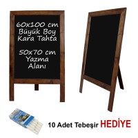 B&D Ahşap Çerçeveli Kara Tahta Yazı Tahtası Ceviz..