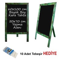 B&D Ahşap Çerçeveli Kara Tahta Yazı Tahtası Antik Yeşil..