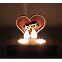 B&D Ahşap Tealight Mumluk Catlove..