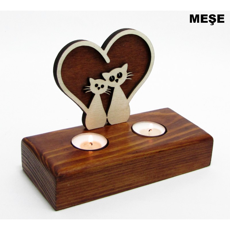 B&D Ahşap Tealight Mumluk Catlove B&D Ahşap Tealight Mumluk Catlove