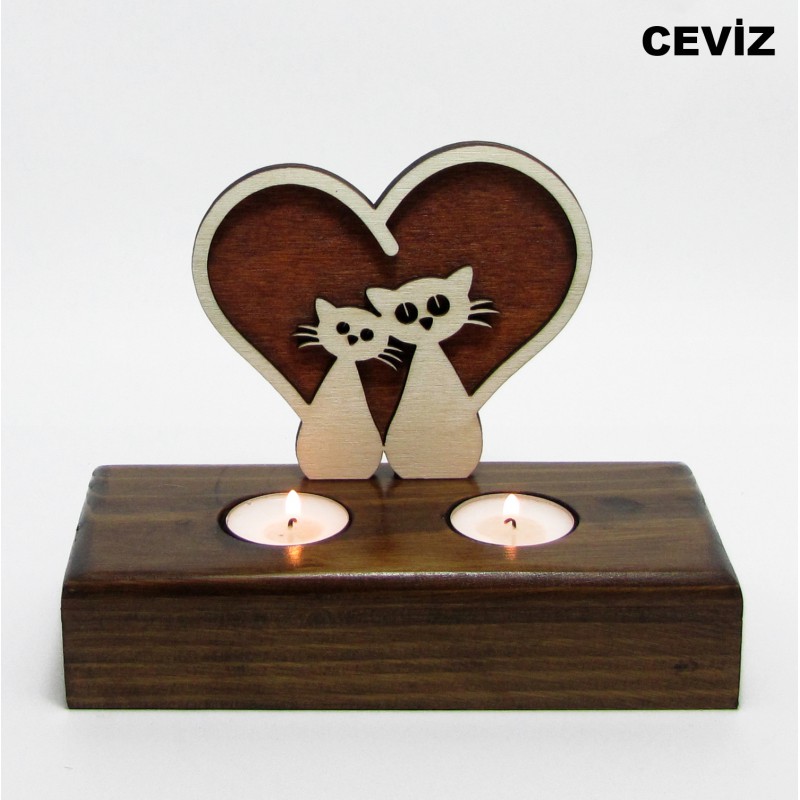 B&D Ahşap Tealight Mumluk Catlove B&D Ahşap Tealight Mumluk Catlove