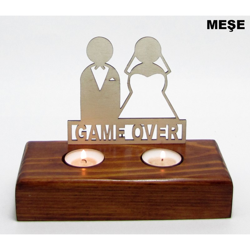 B&D Ahşap Tealight Mumluk Game Over B&D Ahşap Tealight Mumluk Game Over