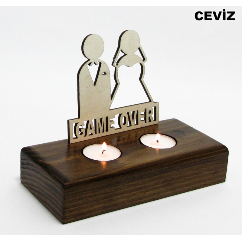 B&D Ahşap Tealight Mumluk Game Over B&D Ahşap Tealight Mumluk Game Over