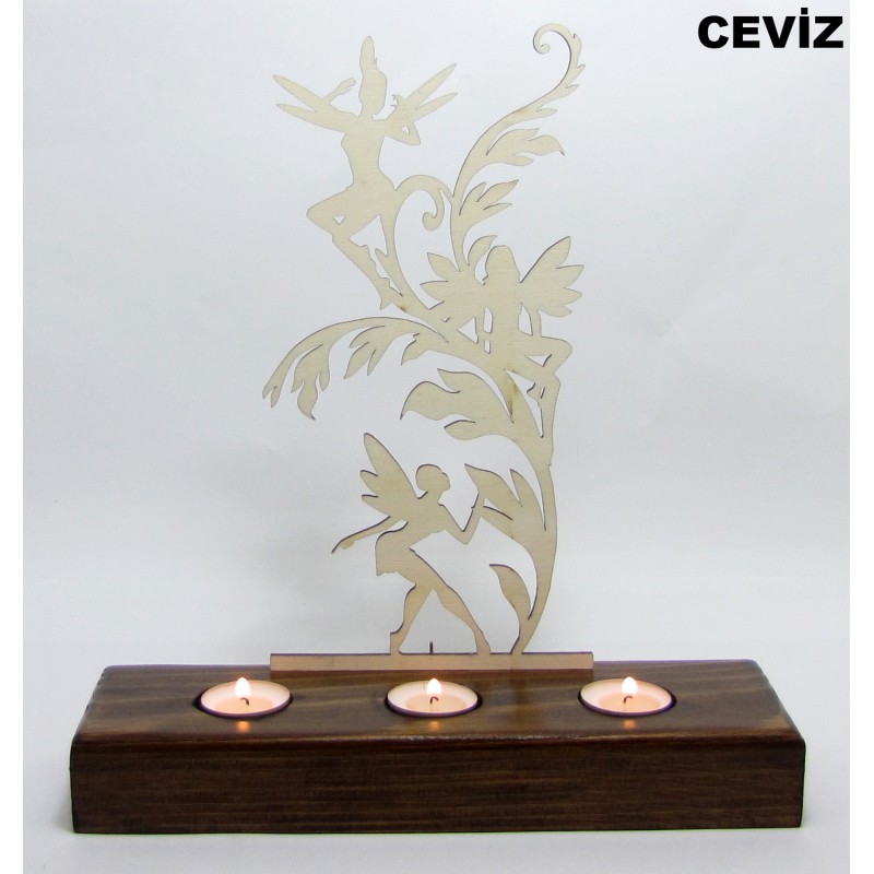 B&D Ahşap Tealight Mumluk Melekler B&D Ahşap Tealight Mumluk Melekler