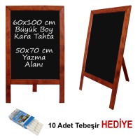 B&D Ahşap Çerçeveli Kara Tahta Yazı Tahtası Antik Meşe..