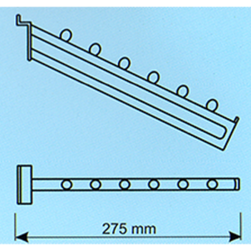 Kanallı pano eğimli askılık bastonu 275 mm Kanallı pano eğimli askılık bastonu 275 mm